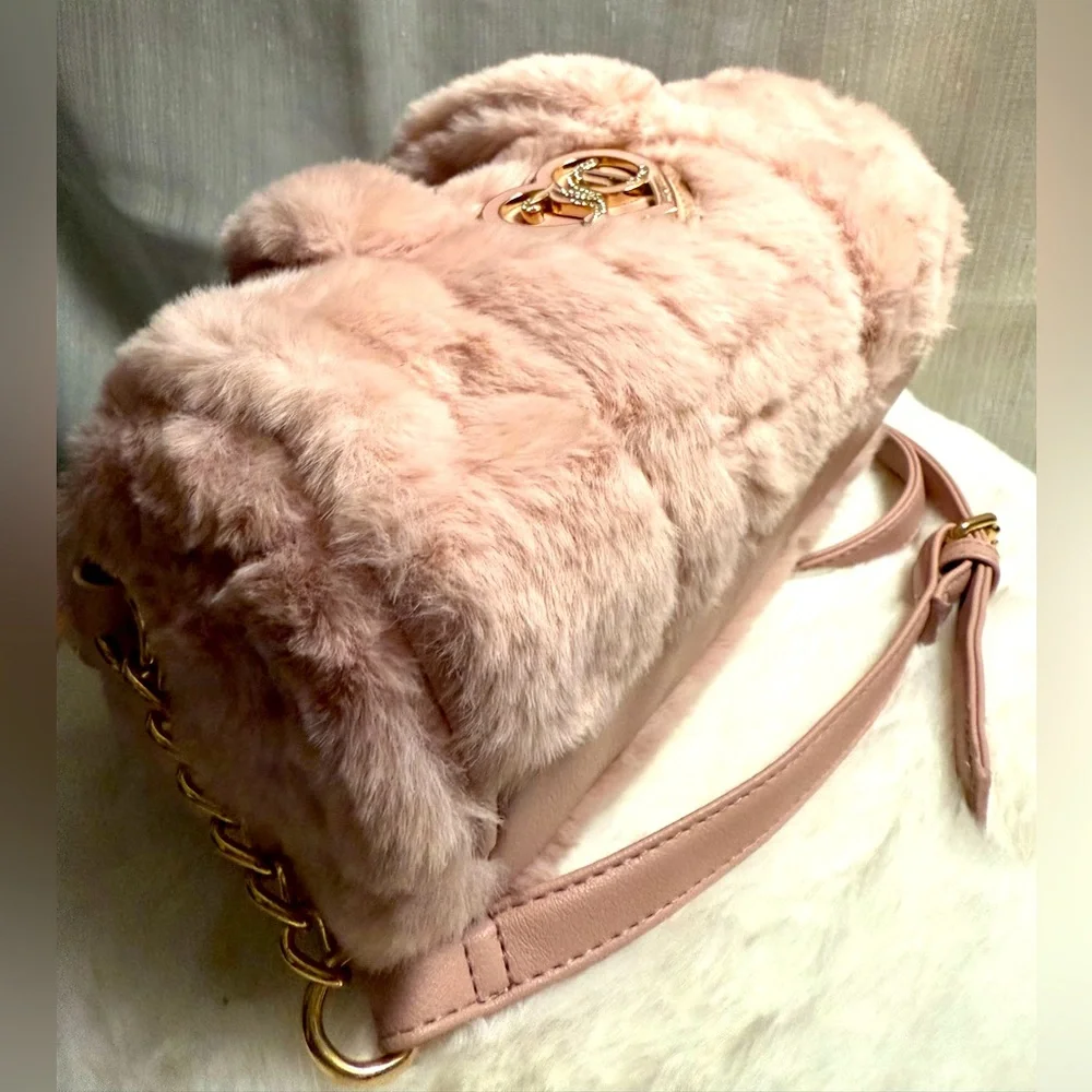 NEW Juicy Couture Pink Fuzzy Roll Crossbody Bag